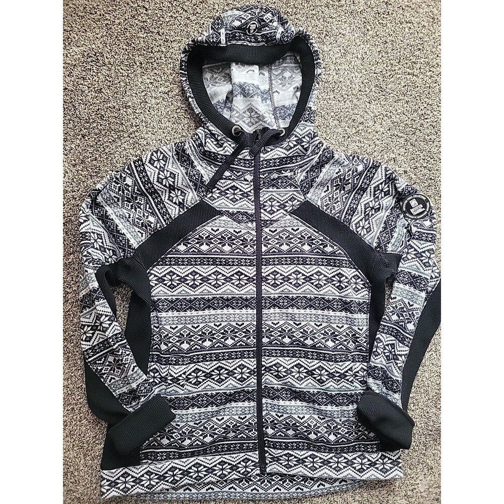 Outfitter Trading Co Women’s Jacket Size XL Full Zip Geometric Fair Isle Black
